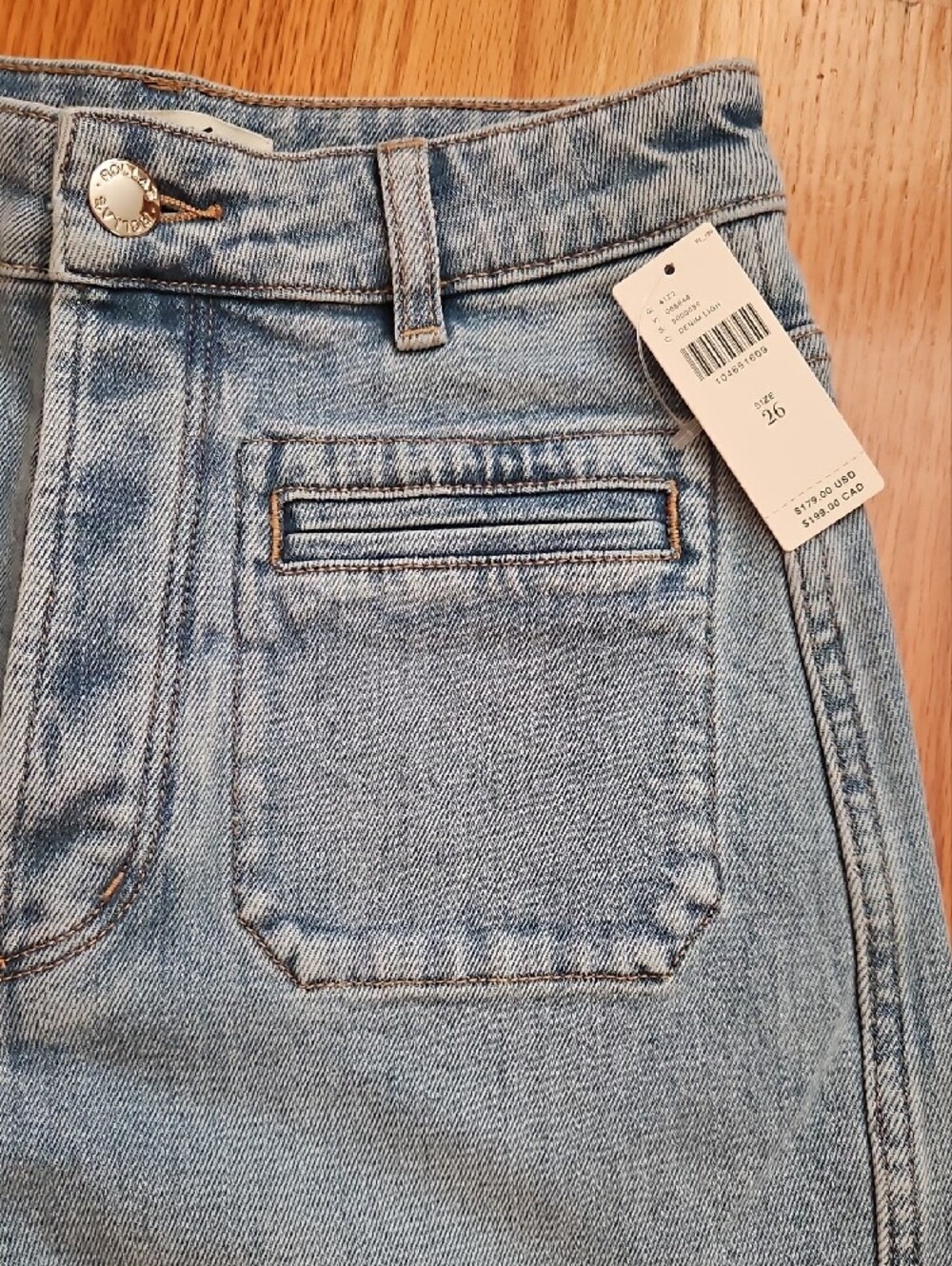 ROLLA'S Light Blue Wide Leg Jeans with Front Patch Pockets - Picture 2 of 4